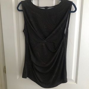 Ann Taylor Large Sleeveless Black Polka Dots Top